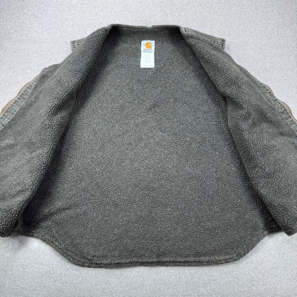 Vintage Carhartt Sherpa Lined Vest Mens XL Moss Green Canvas Workwear USA Made - Picture 7 of 13